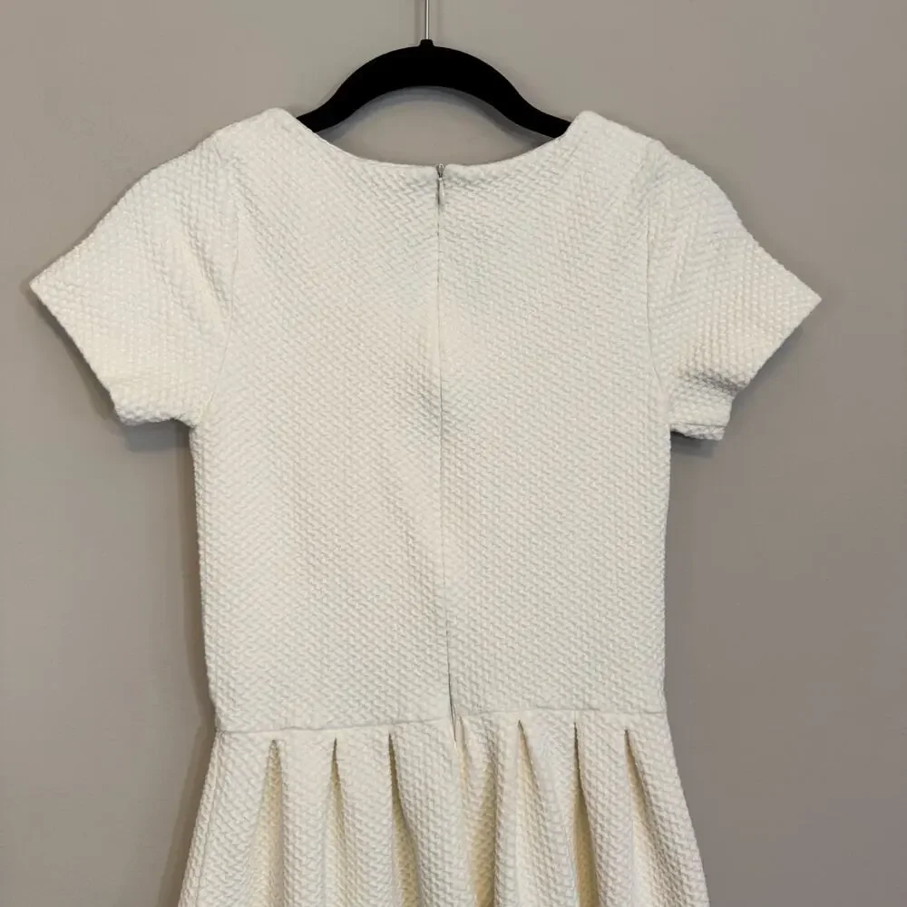 Anthropologie Ganni Textured Mini Dress Women S Cream Fit & Flare Short Sleeve - Picture 4 of 11